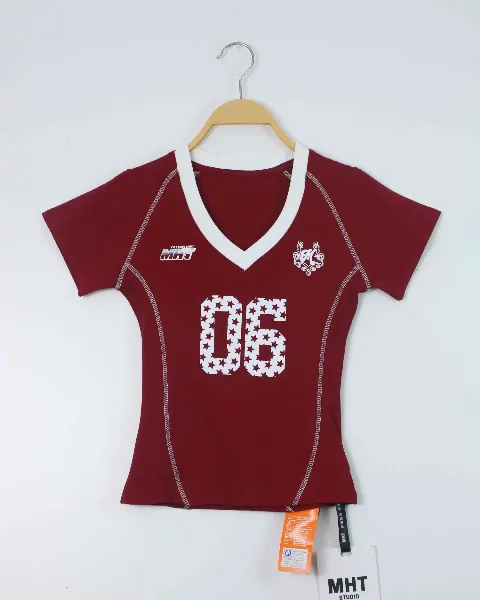 Áo phông nữ cổ tròn croptop TT 2006 đen hồng H12.2026.2